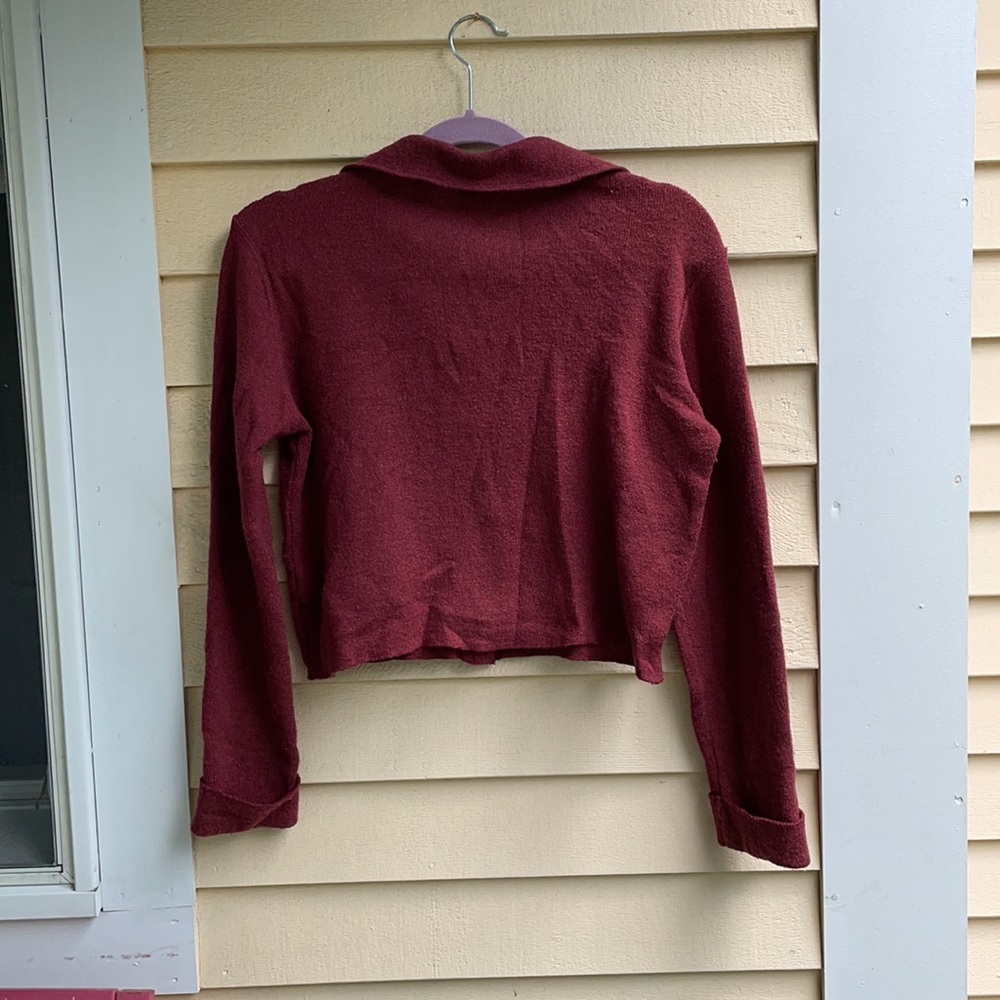 Cropped Maroon Button Front Gap Sweater - image 4